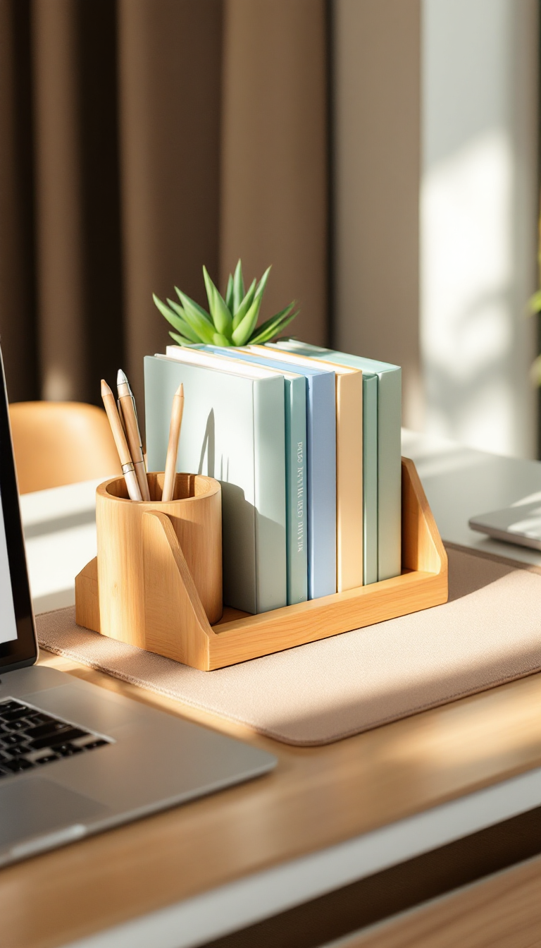 Mini 3-tier desktop bookshelf organizer on an aesthetic desk