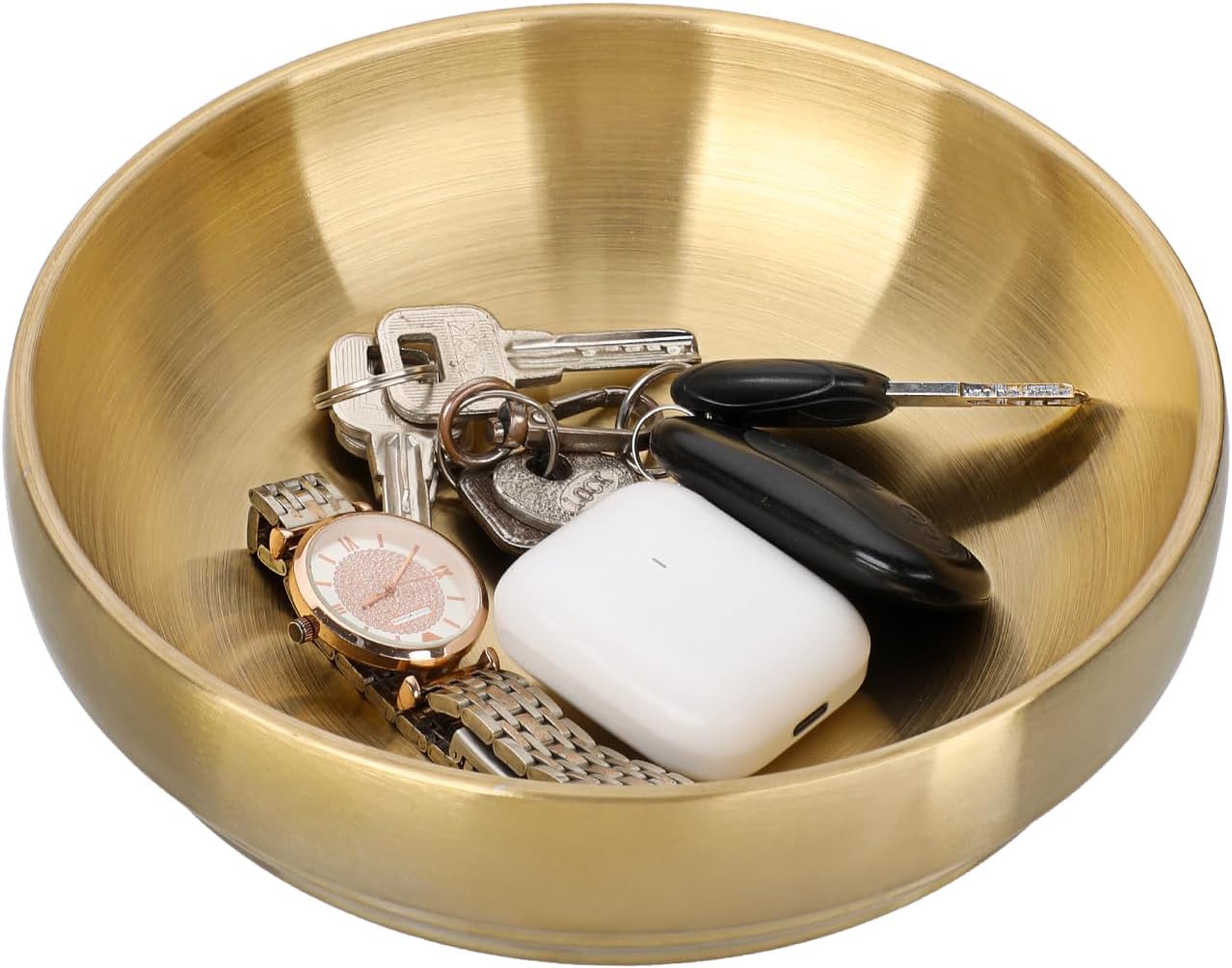 Gold ceramic key tray bowl for entryway organization