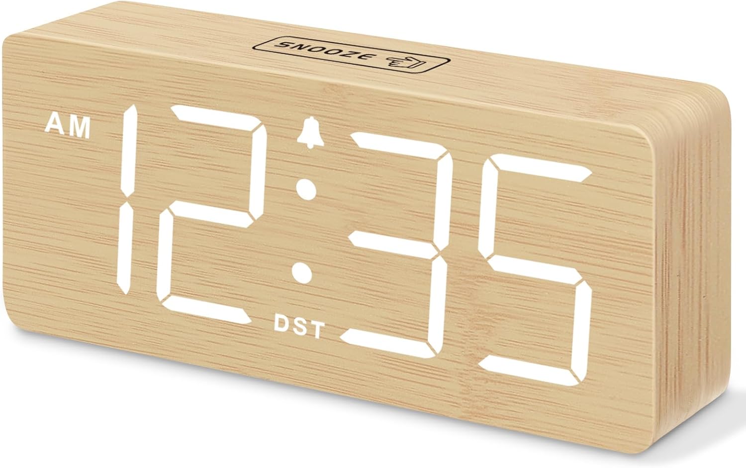 Wooden LED alarm clock product photo
