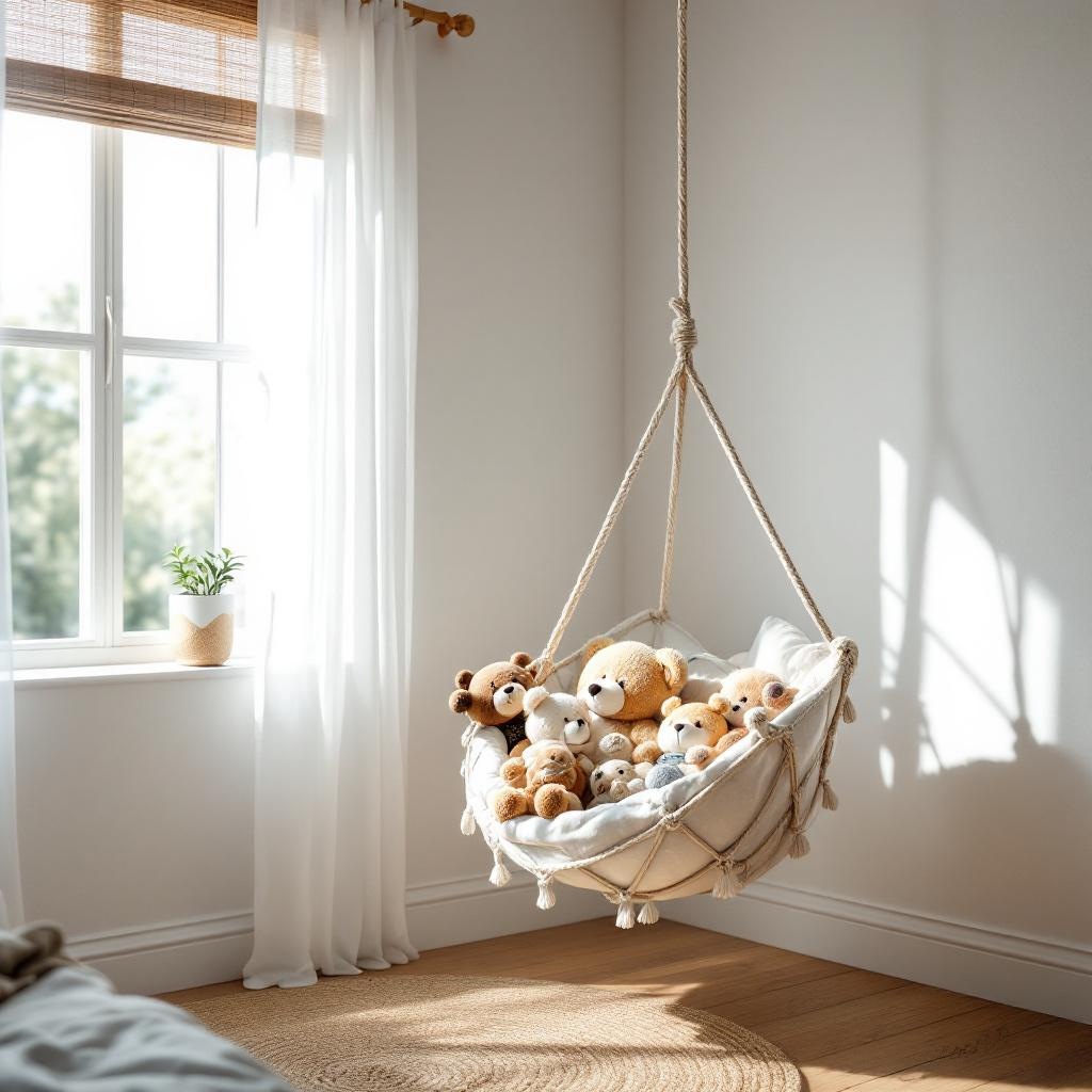 Cozy styled kids room with soft lighting and organized decor